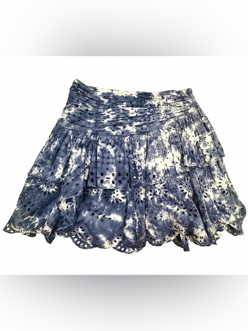 Love Shack Fancy Blue Tie Dyed Shirt Skirt Size 6